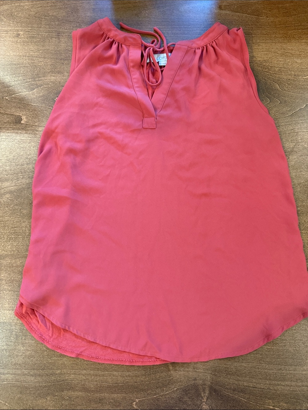 LOFT Coral Sleeveless Tie-Neck Tank